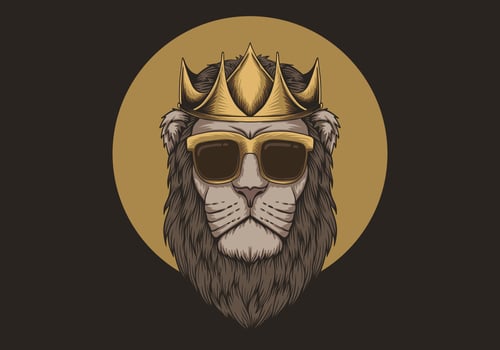 Lion Wearing Crown Illustration vector