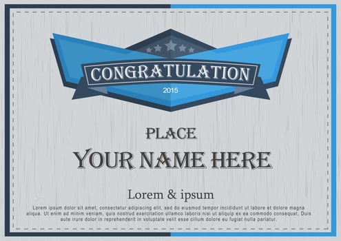 Congratulations Certificate in Blue and Gray vector