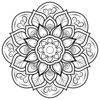 Circular Flower Mandala on White vector