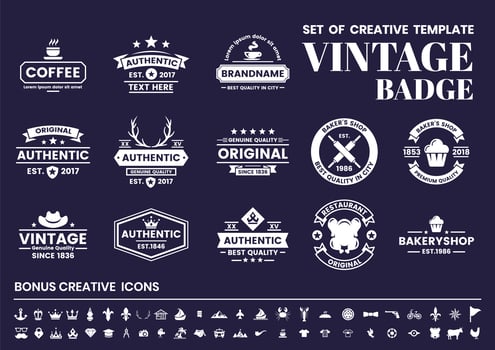 White Coffee Shop, Baker, Restaurant Logo Set on Blue vector