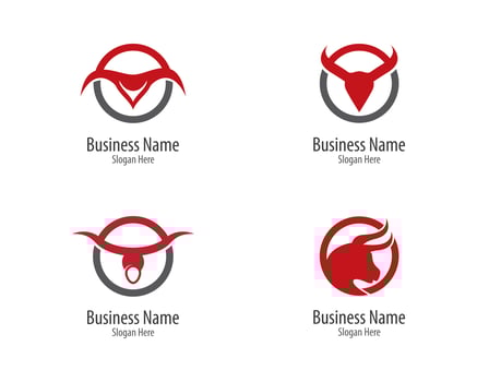 Bull logo business circle template vector