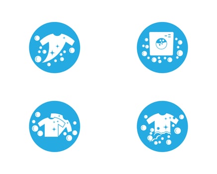 Blue Laundry Logo Icon Set vector
