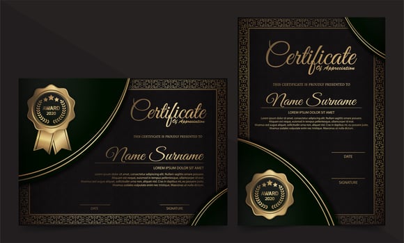 Luxury black and gold certificate template vector