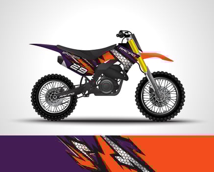 Orange Motocross wrap decal  vector