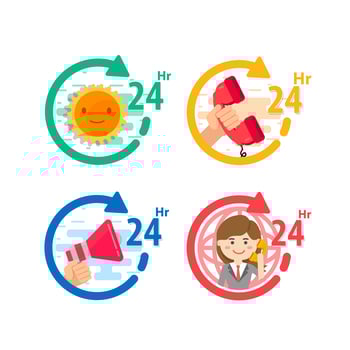 24 Hour Call Center and Services Icon Set vector