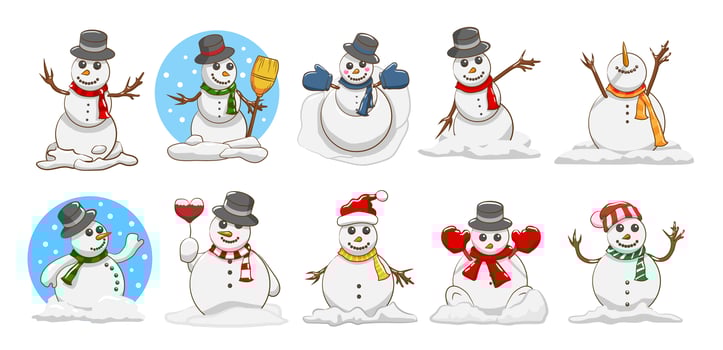 Snowman Cartoon Set  vector