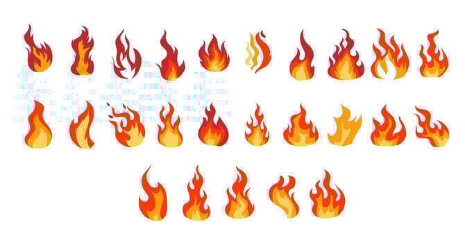 Fire Flames Cartoon Set  vector