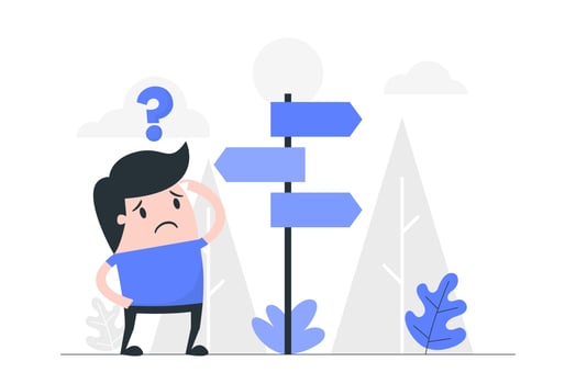 Cartoon Man Confused at Crossroads vector