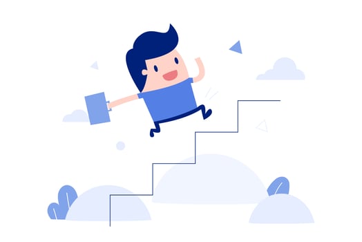 Cartoon Business Man Runing Up Stairs vector