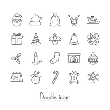 Doodle Christmas Icons Set vector