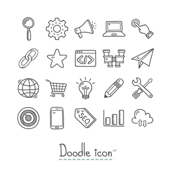 SEO Hand Drawn Doodle Icon Set  vector