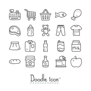 Supermarket Doodle Icon Set  vector