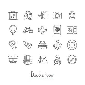 Doodle Travel Icons Set  vector