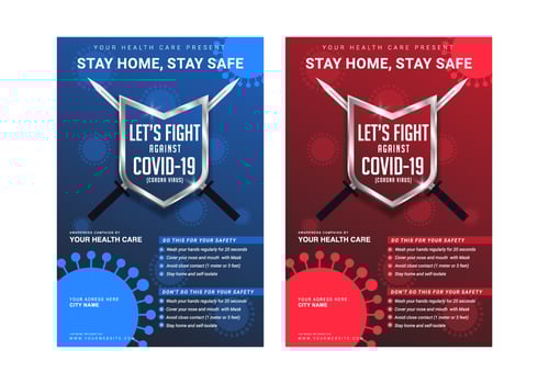 Creative modern let's fight against corona virus awareness poster template vector