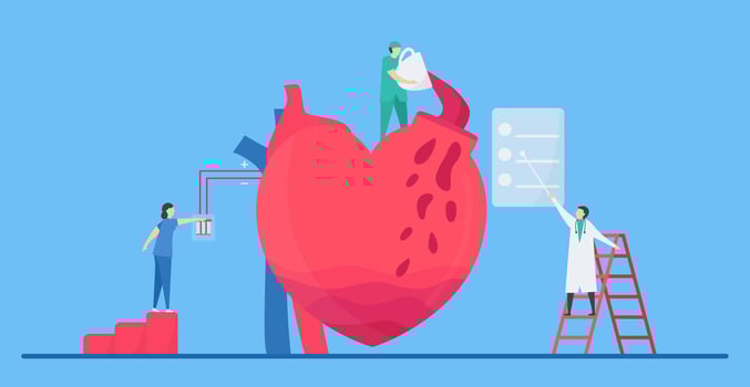 Tachycardia Arrhythmia with Nurse Giving Coffee vector