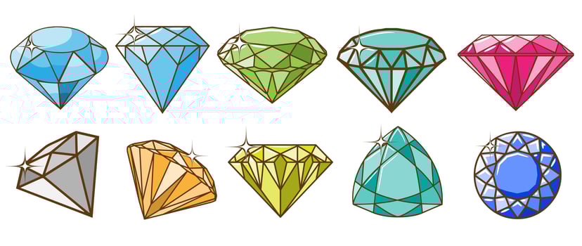 Set of Multicolor Gems vector