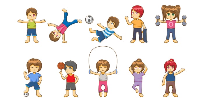 Kids Exercising Set vector