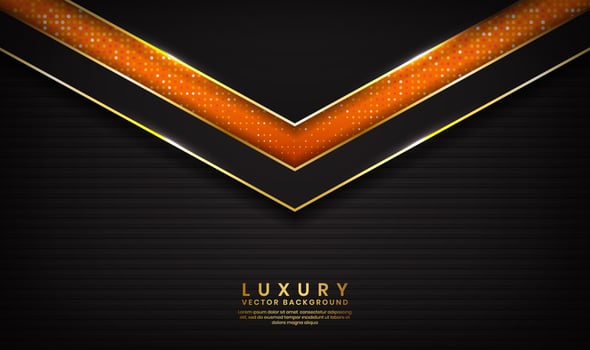 Black and orange luxury abstract background with golden lines vector