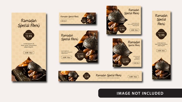 Ramadan Food Banner Ads Template Set vector