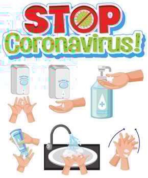 Stop Coronavirus Handing Washing Set vector