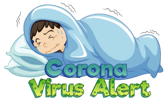 Coronavirus theme with sick boy in bed vector