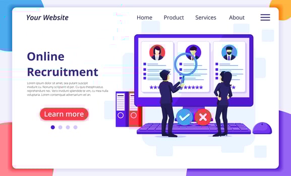 Hiring and recruitment landing page vector