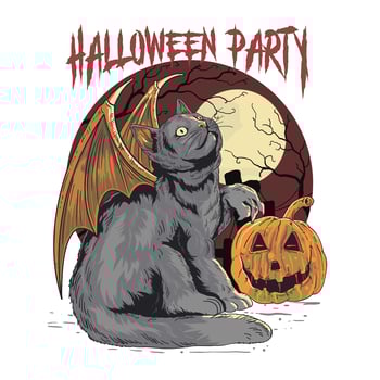 Halloween Party Cat Bat Design  vector