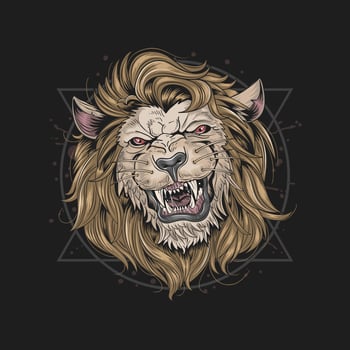 Angry Face Lion Head Design  vector