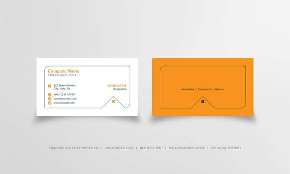 House roof outline real estate business card vector