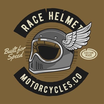 Classic moto racer helmet with wing vector