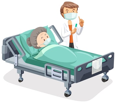 Old woman sick in bed vector