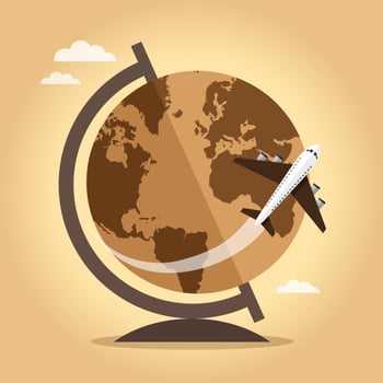 Vintage World With Airplane vector