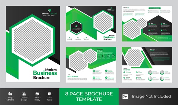 8 Page Corporate Business Brochure Template Design vector