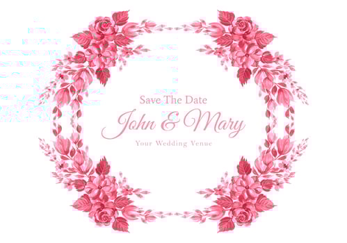 Beautiful Decorative Flowers Save the Date Frame  vector
