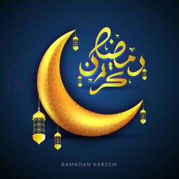Ramadan Kareem Gold Moon Greeting  vector