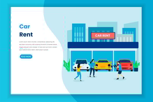 Car rental landing page vector