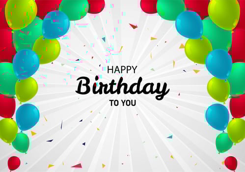 Decorative Multicolored Balloons Arch Birthday Background  vector