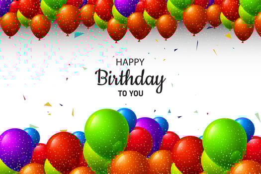Multicolored Birthday Balloons Background with Glitter vector