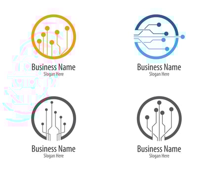 Round Colorful Circuit Logo Set  vector