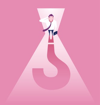 Business man with question mark shadow vector
