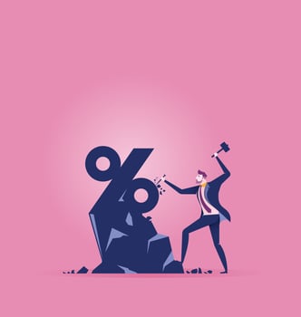 Business man carving percentage symbol out of stone  vector