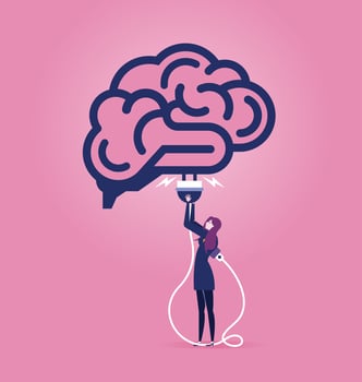 Charging idea brain or cloud computing concept vector