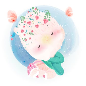 Alpaca decorated with flower crowns. vector