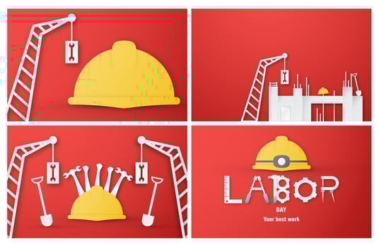 Labor Day Background Cut Paper Set  vector