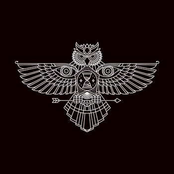 Mono Line Flying Owl Bird vector