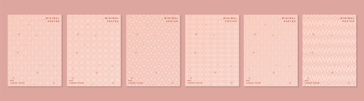 Pink retro pattern cover set vector