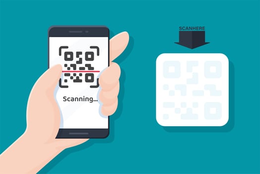 Mobile Phone Scanning QR Code vector