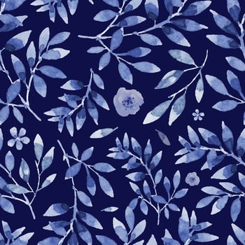 Watercolor Blue Floral Seamless Pattern vector