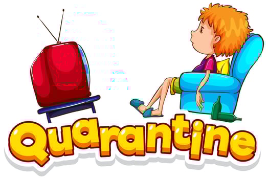 Coronavirus quarantine  theme with boy staying at home vector