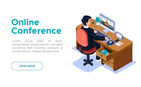 Isometric Online Conference Meeting activity. vector